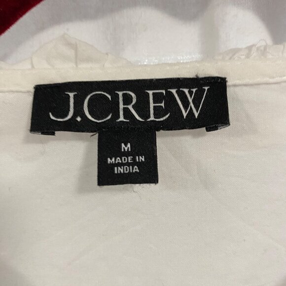 J. Crew Eyelet-Trim Ruffle Button Up White Shirt Size M - Picture 6 of 9